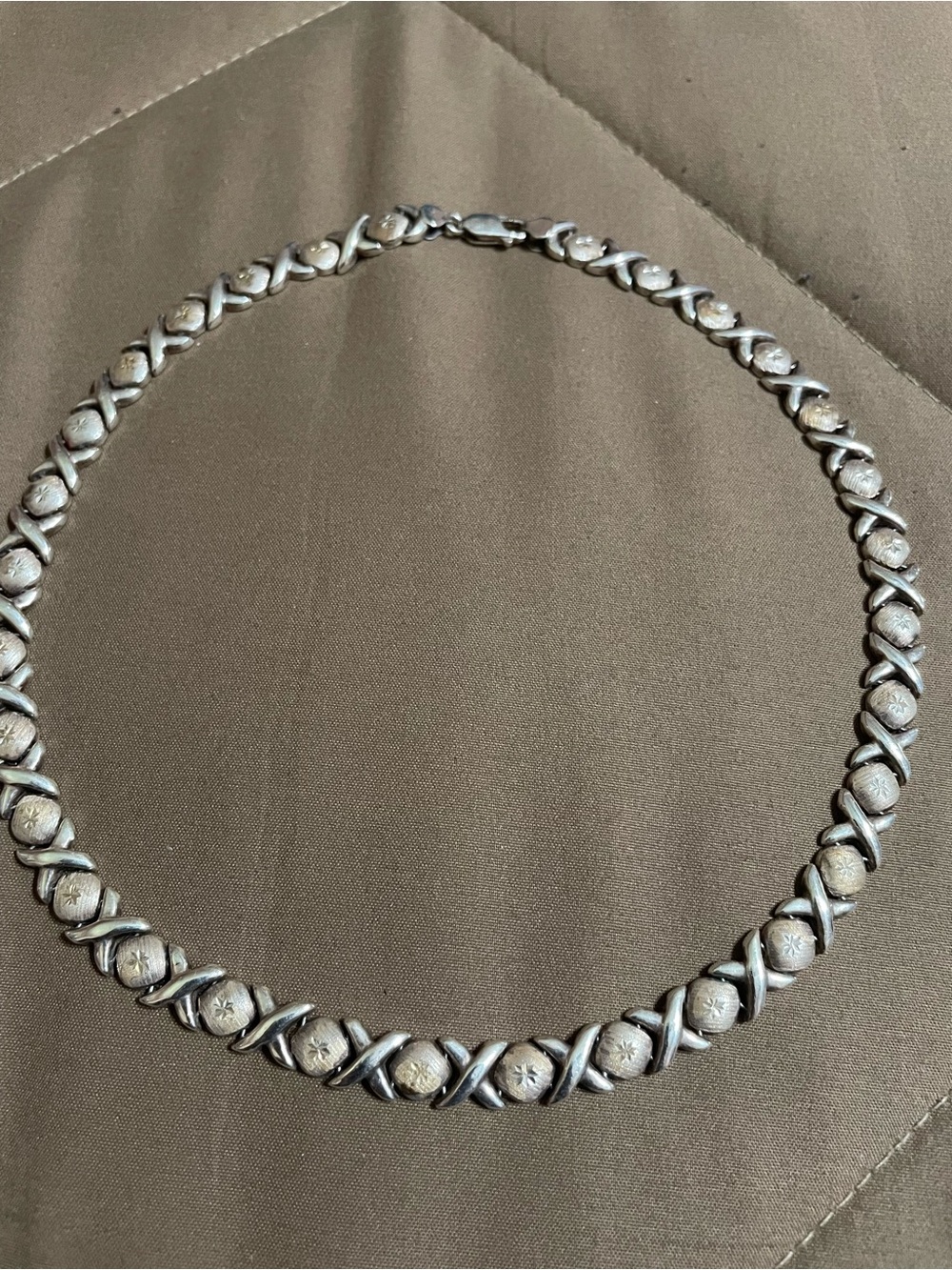 Silver-Tone Beaded XOXO Link Necklace - Women Jewelry